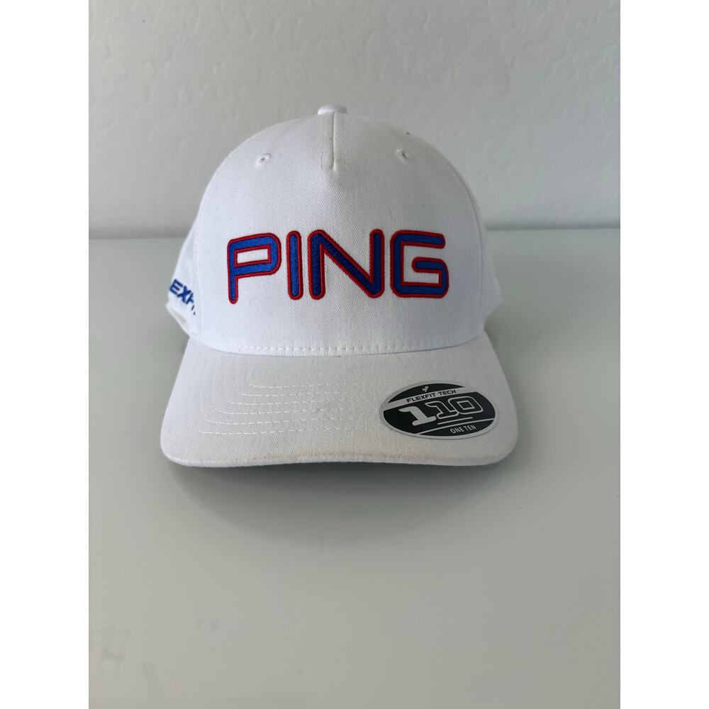 Ping White Snapback Golf Hat "Junior Interclub" Red Blue Logo Men's- NWOT
